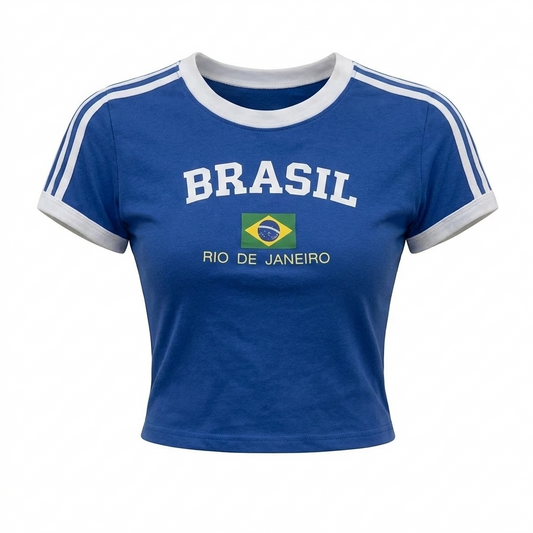 Brazil Blue Crop Top